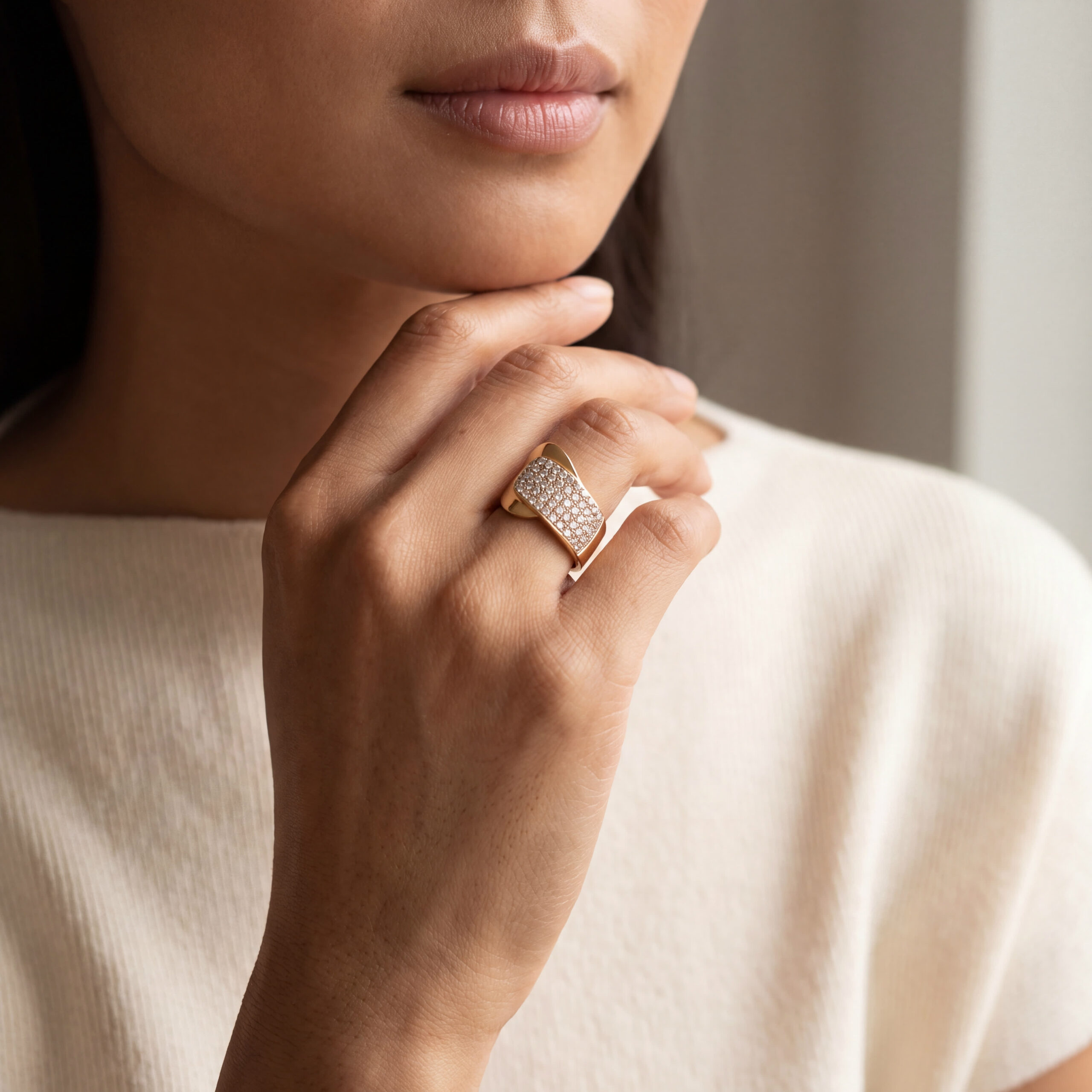 "Diamond Wave" - Vintage Ring in 18kt Gelbgold mit Brillanten - Juwelier Steiger