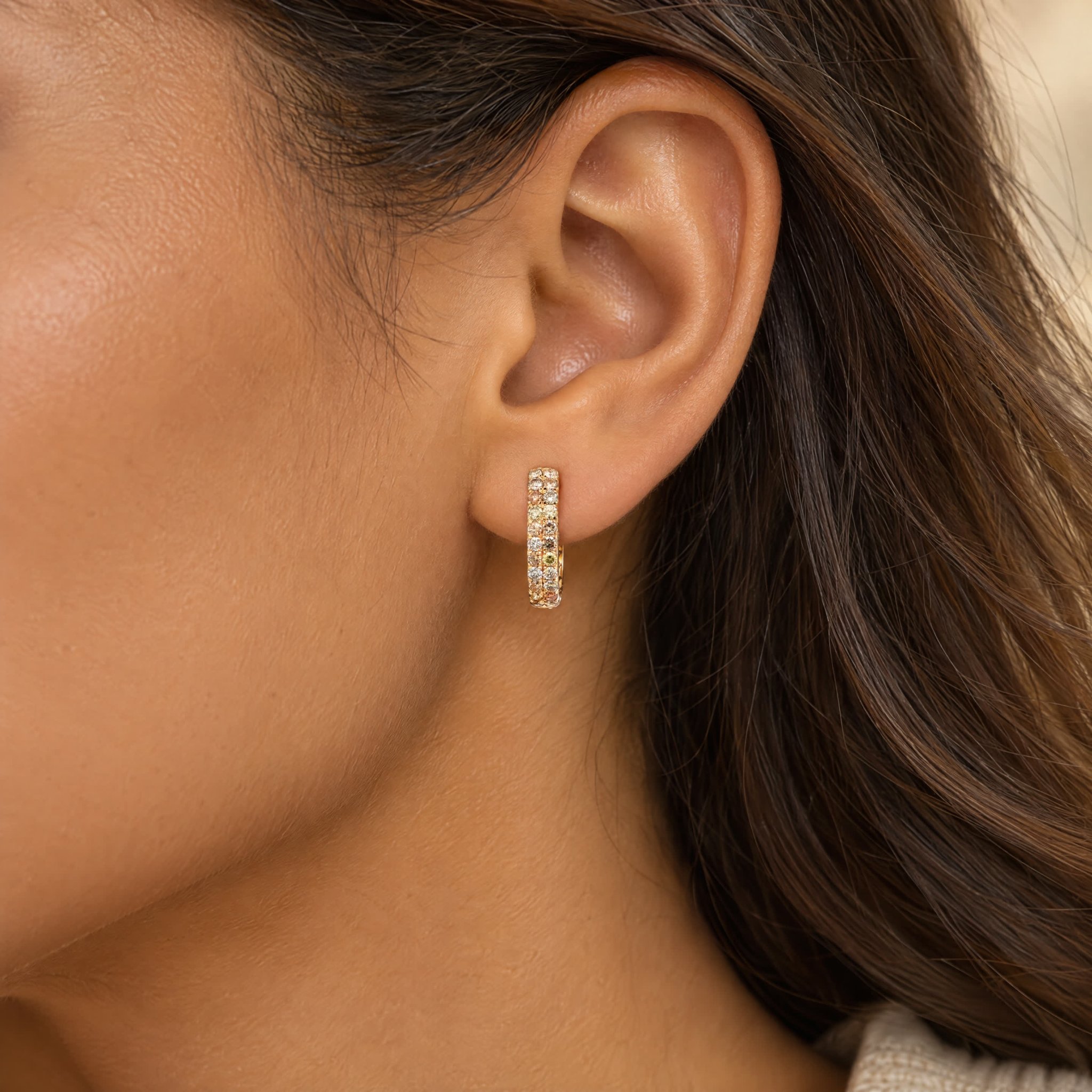 "Diamonds in a Swing"- Vintage Creolen mit Brillanten in 14 Karat Gelbgold