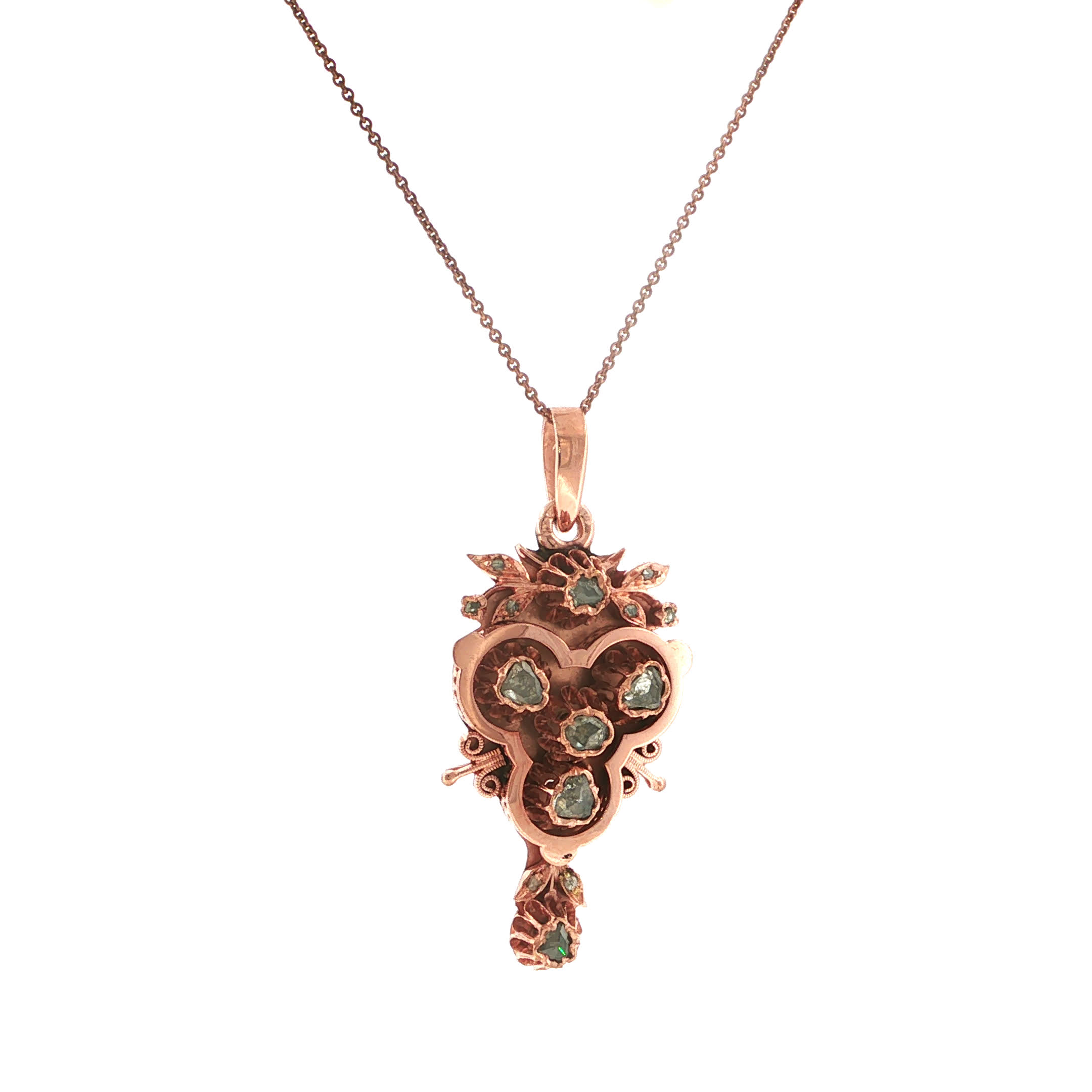"Fleur de Rose" - Antiker Anhänger in 18 Karat Rosegold - Juwelier Steiger