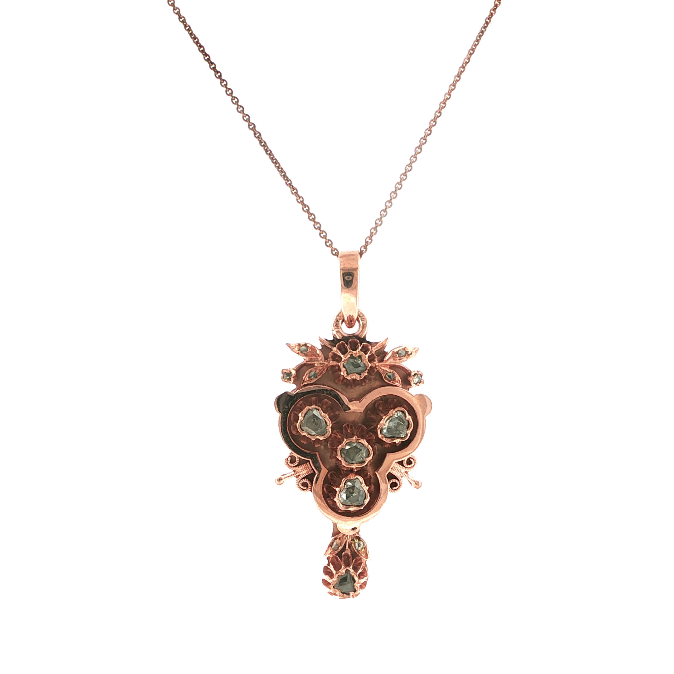 "Fleur de Rose" - Antiker Anhänger in 18 Karat Rosegold - Juwelier Steiger
