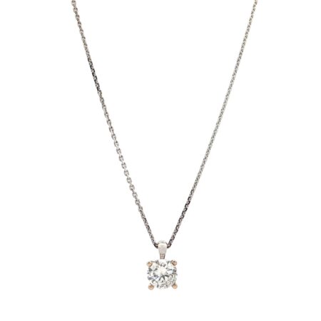 "Forever elegance" - Moderne Solitaire Kette mit Anhänger in 18 Karat Weißgold 1,18 ct.