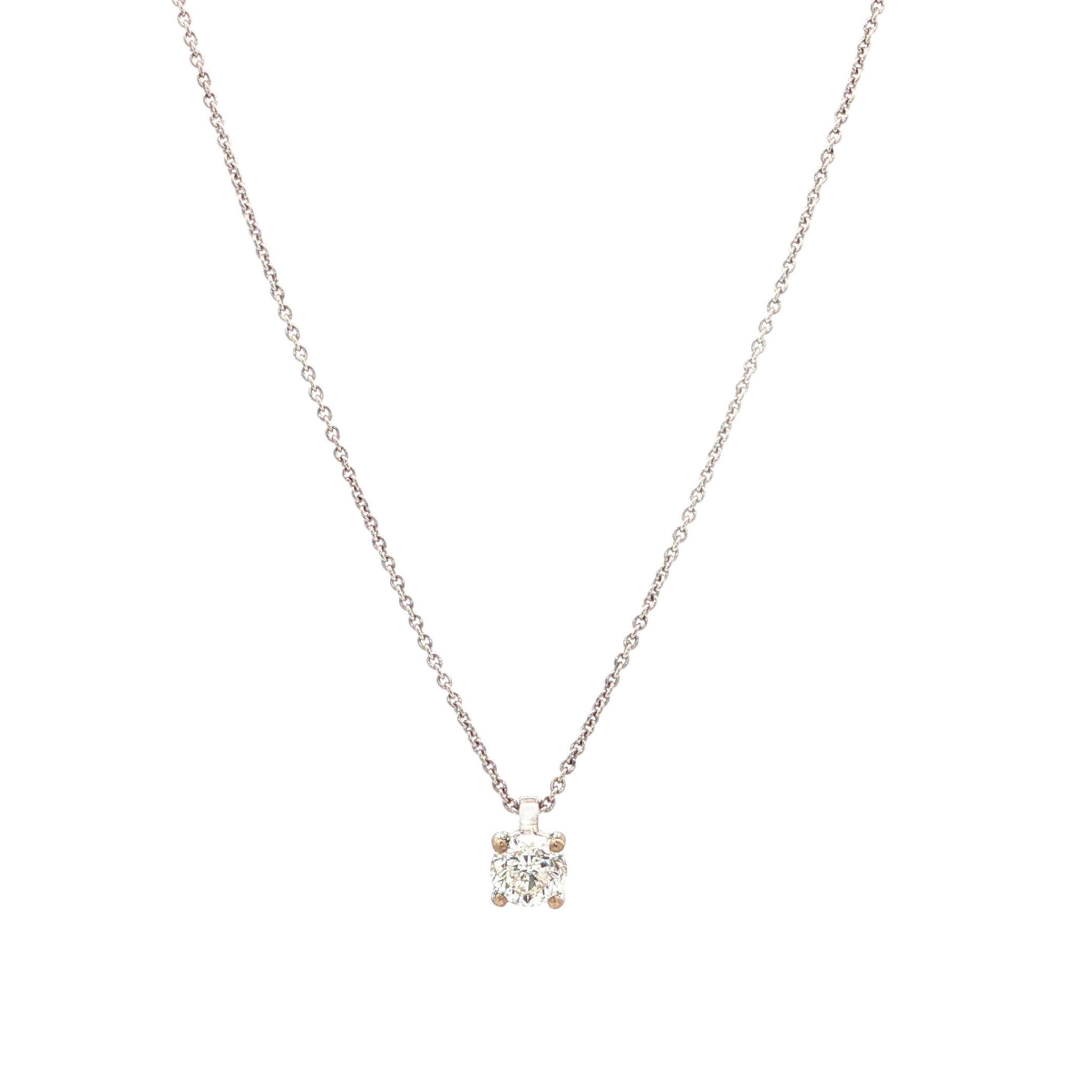 "Forever Yours" - Moderne Solitaire Kette mit Anhänger in 18 Karat Weißgold 0,46 ct.