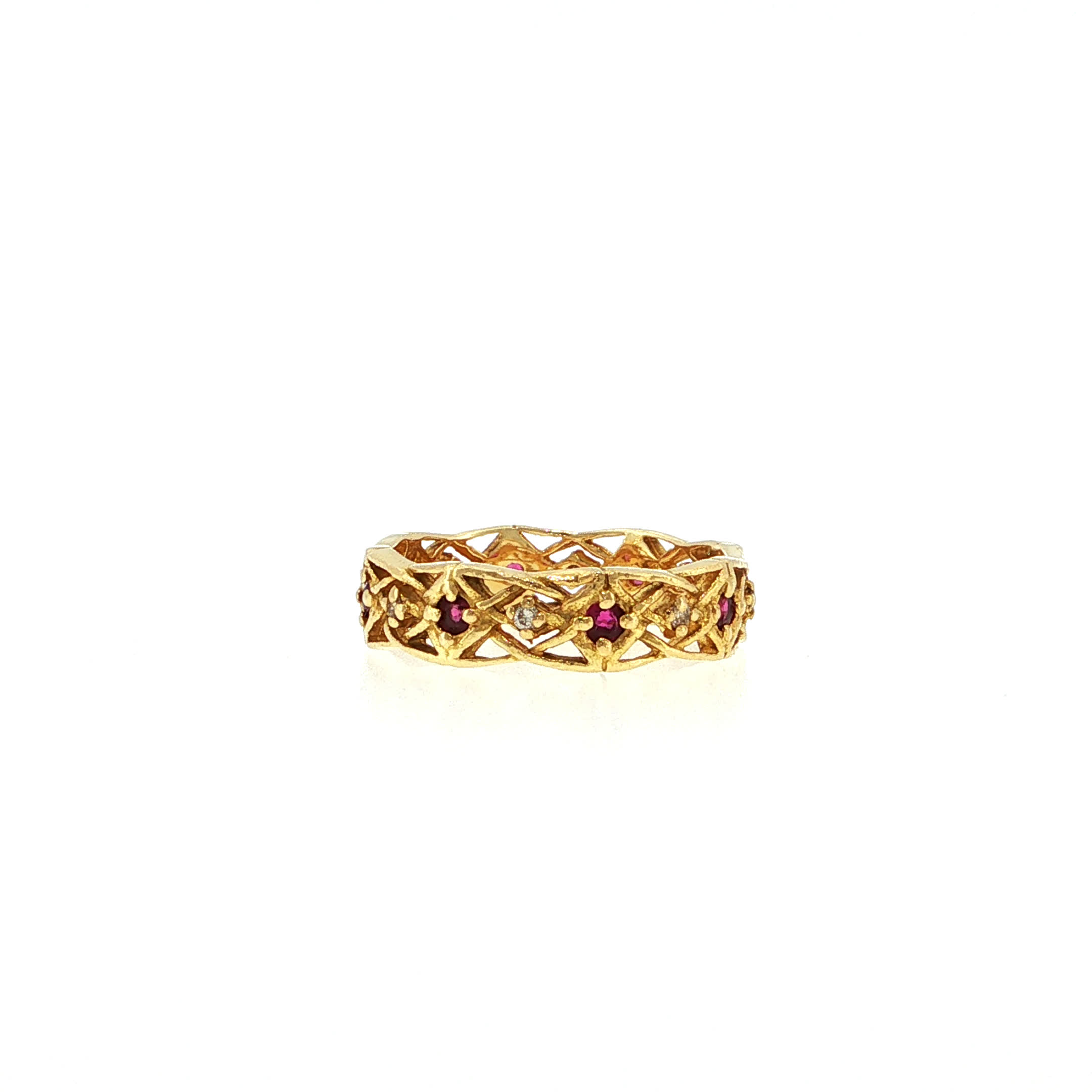 "Givenchy" - Vintage Ring in 18kt Gelbgold mit Rubinen und Brillanten - Juwelier Steiger