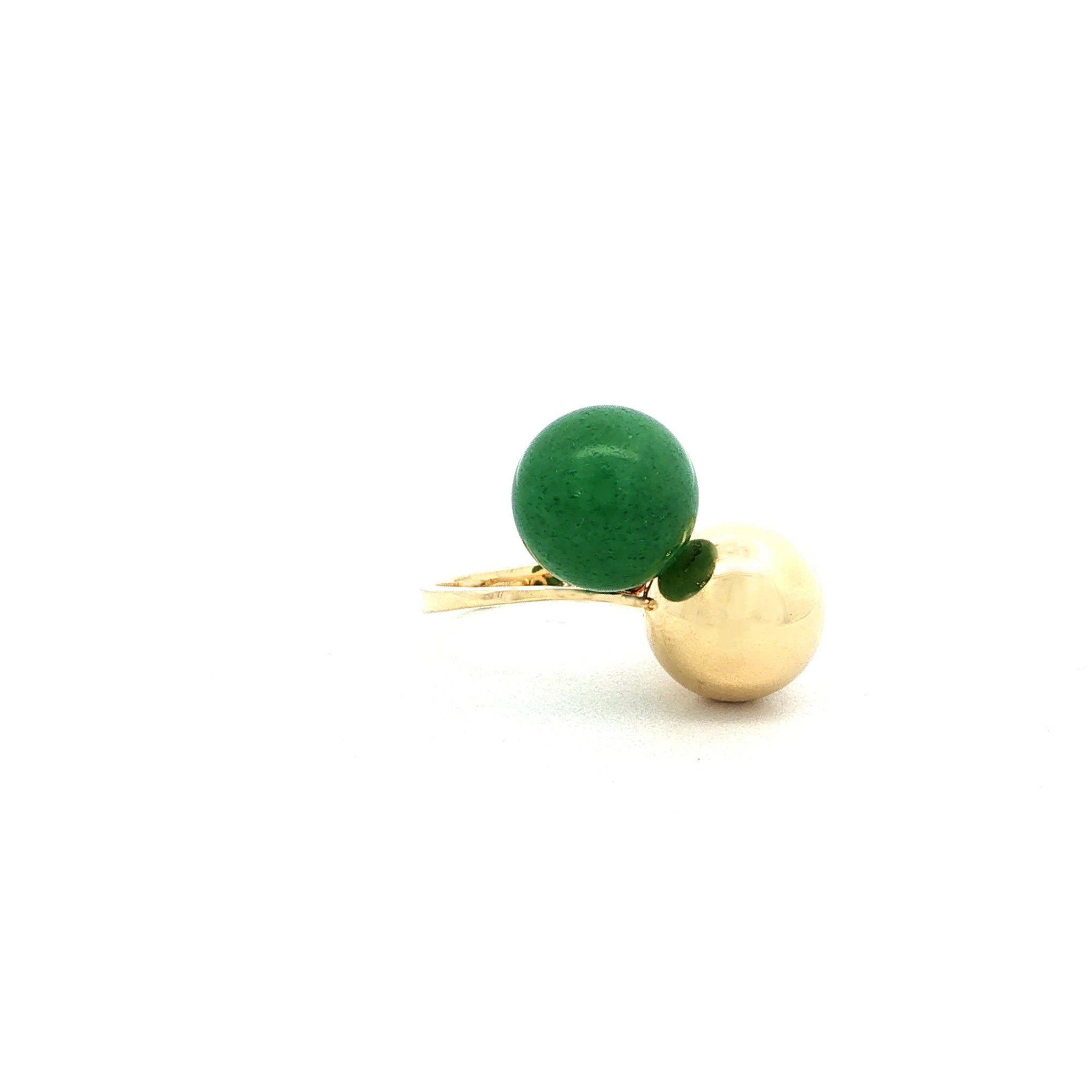 "Gold meets Asia" Vintage 18 Karat Gelbgold Ring mit Jade