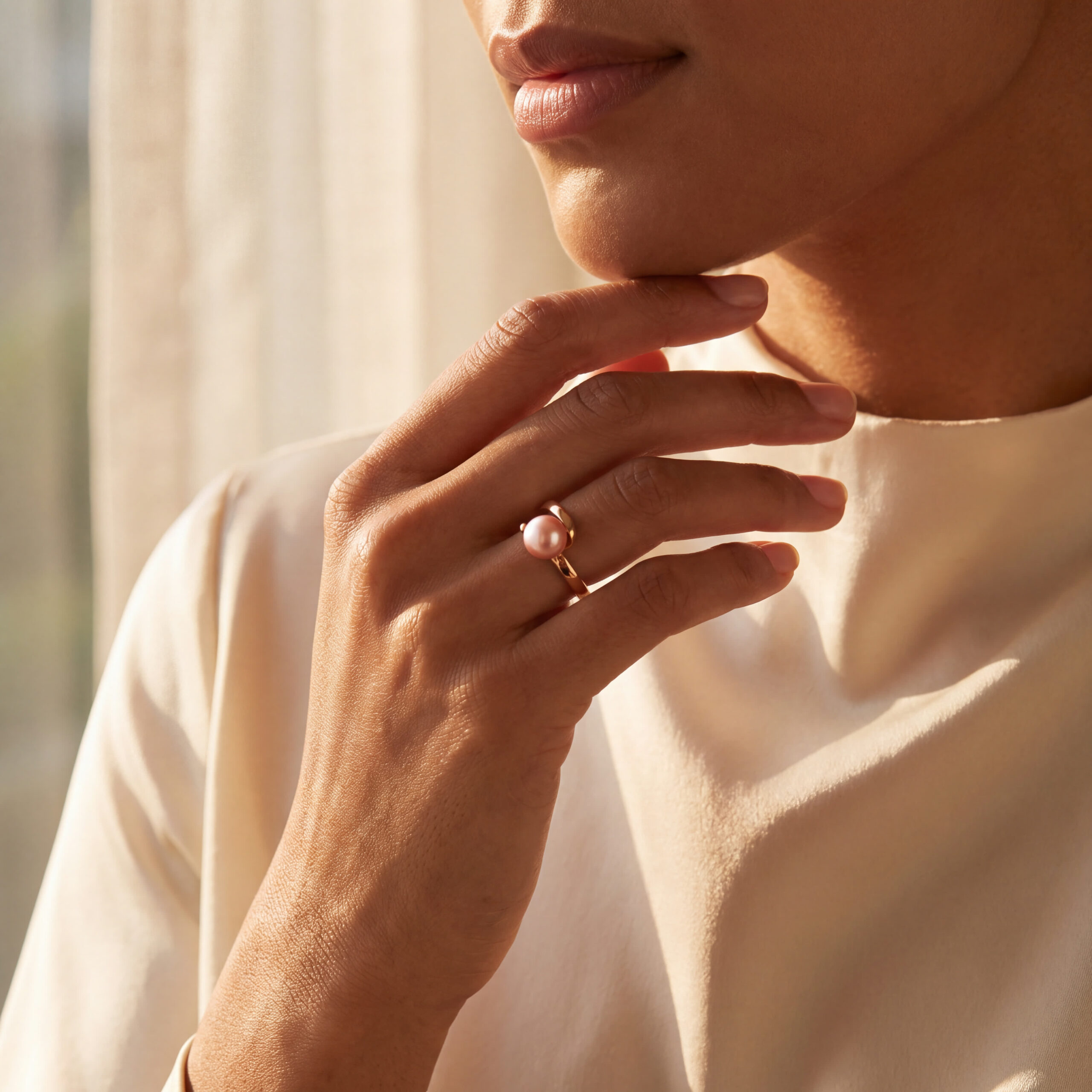 "Golden Embrace" - Moderner Ring in 18kt Gelbgold mit Perle - Juwelier Steiger