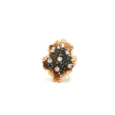 "Golden Wildflower" - Vintage Ring in 14kt Gelbgold mit Saphiren & Diamanten