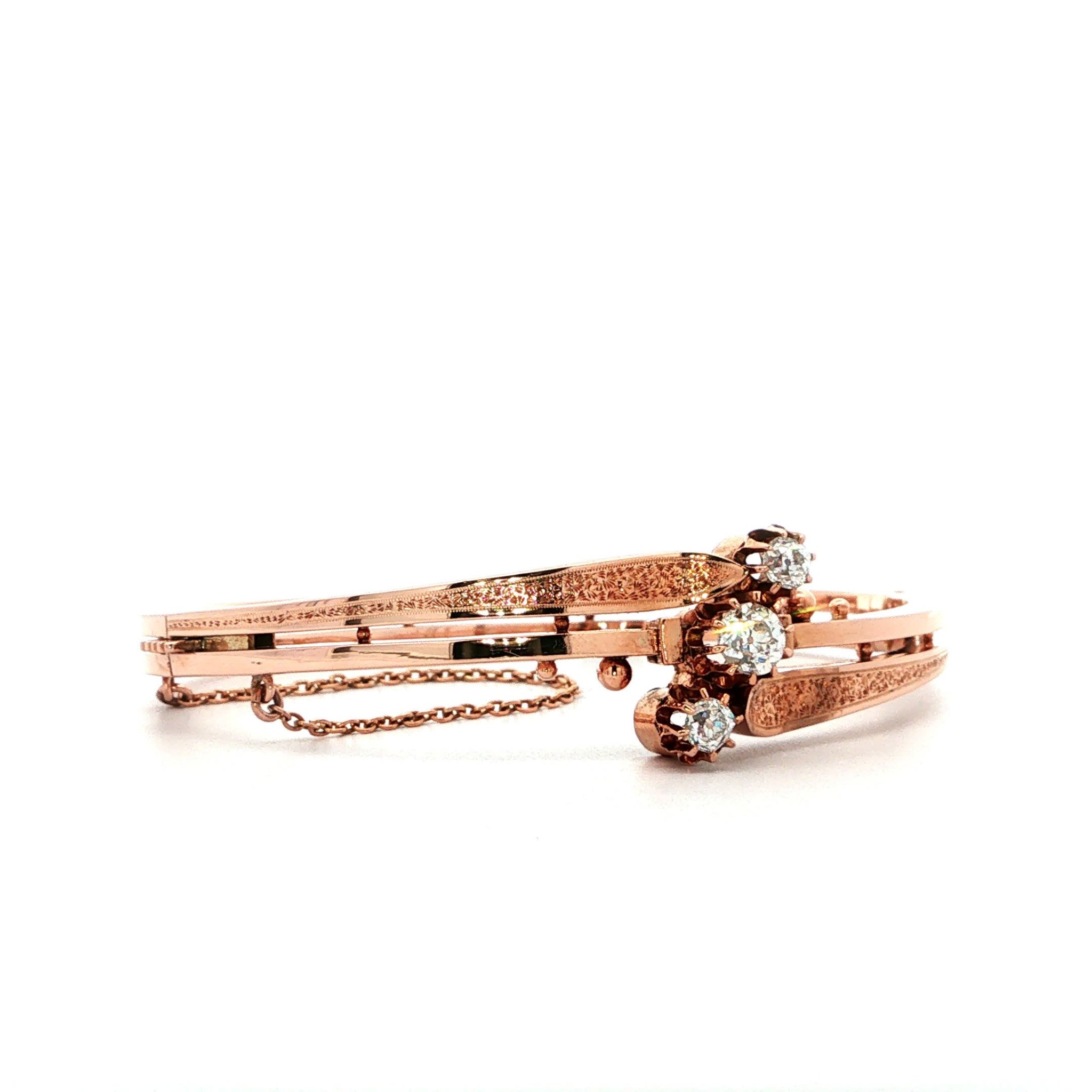 "Goldtripple" Antiker Roségold Armreif in 14kt mit Diamanten