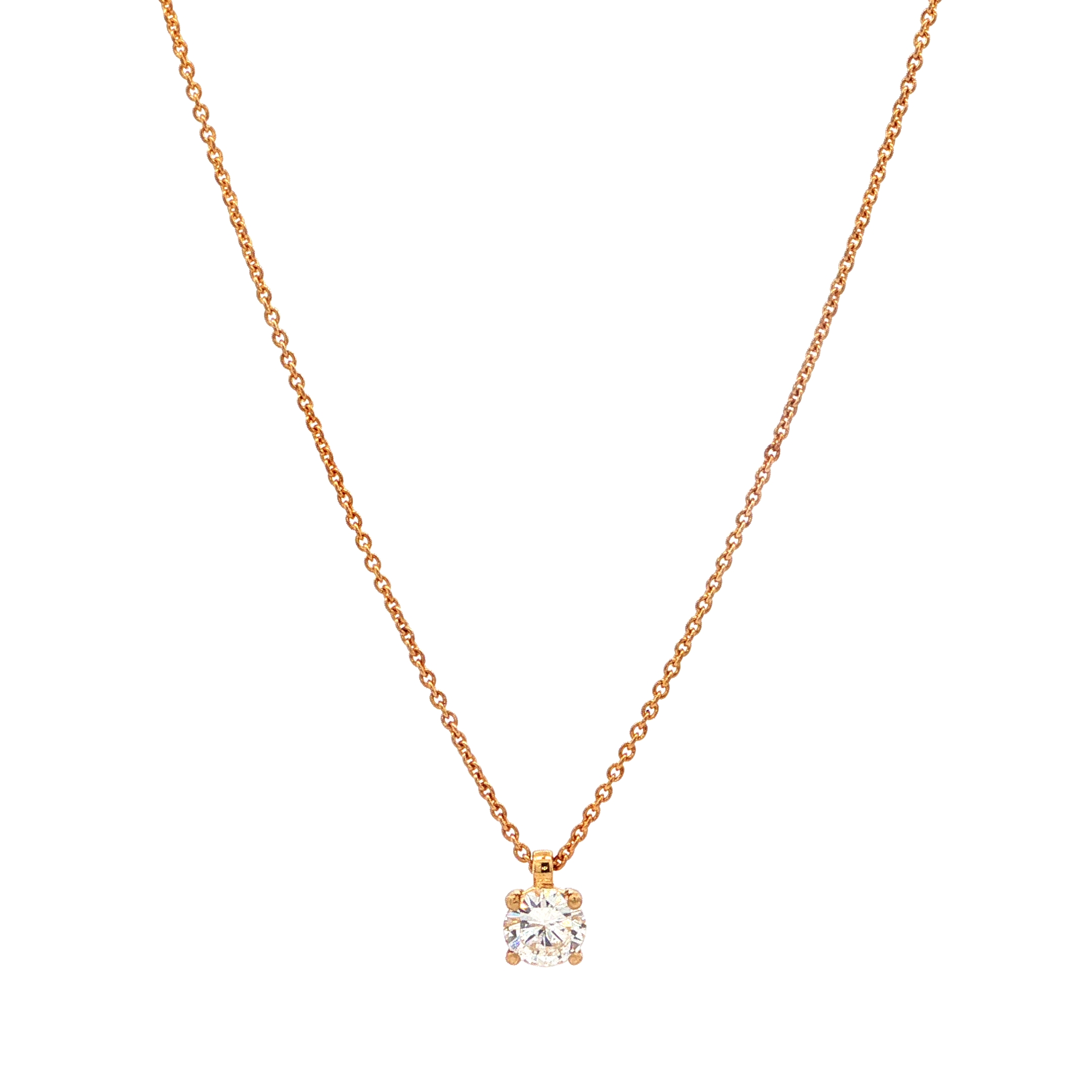 "A half carat of love" - Moderne Solitaire Kette mit Anhänger in 18 Karat Gelbgold 0.51 ct.