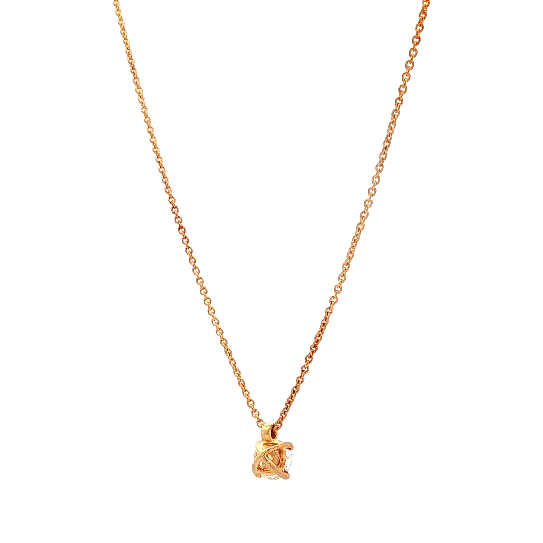 "A half carat of love" - Moderne Solitaire Kette mit Anhänger in 18 Karat Gelbgold 0.51 ct.