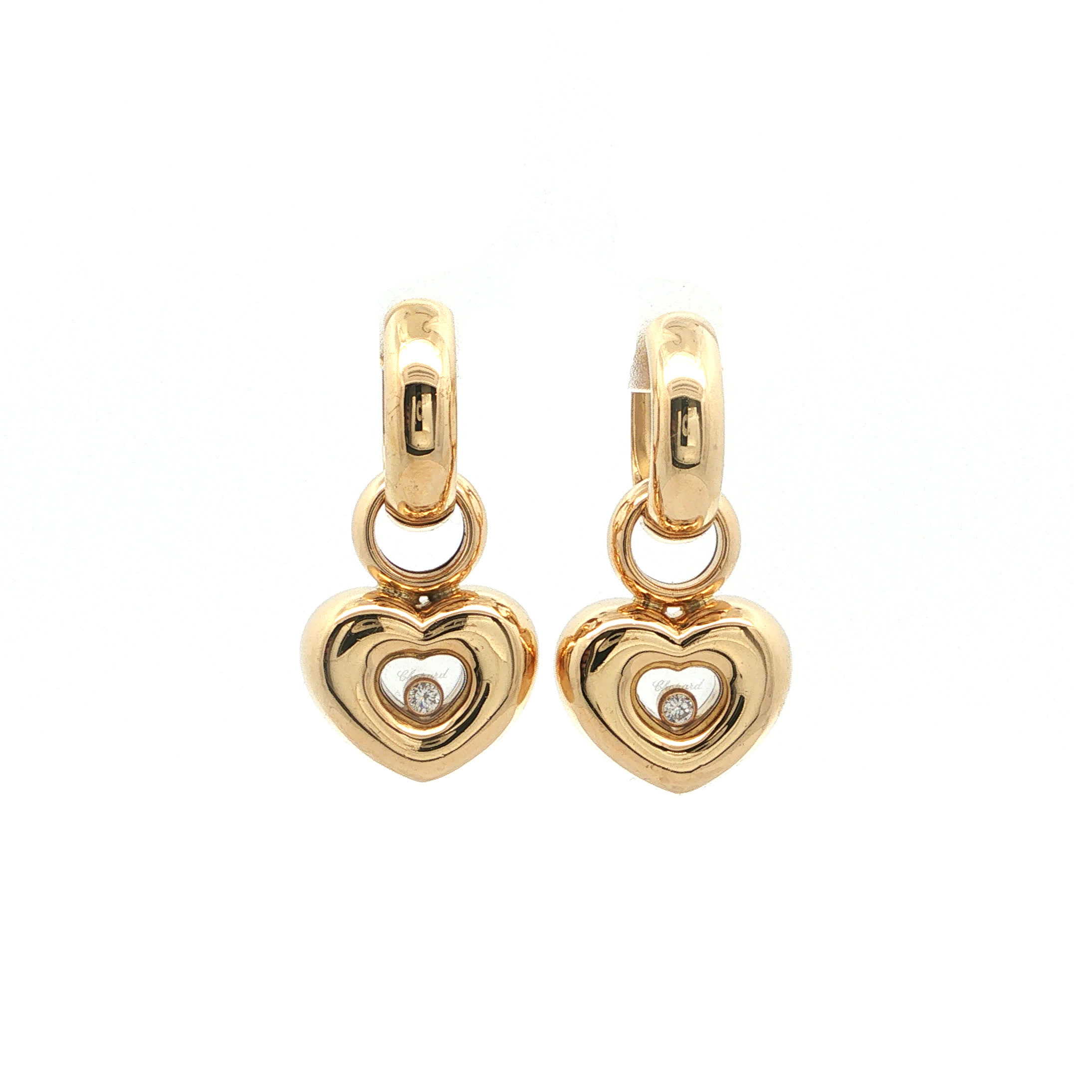 "Happy Hearts" - Vintage Creolen von Chopard in 18kt Gelbgold mit Brillanten - Juwelier Steiger