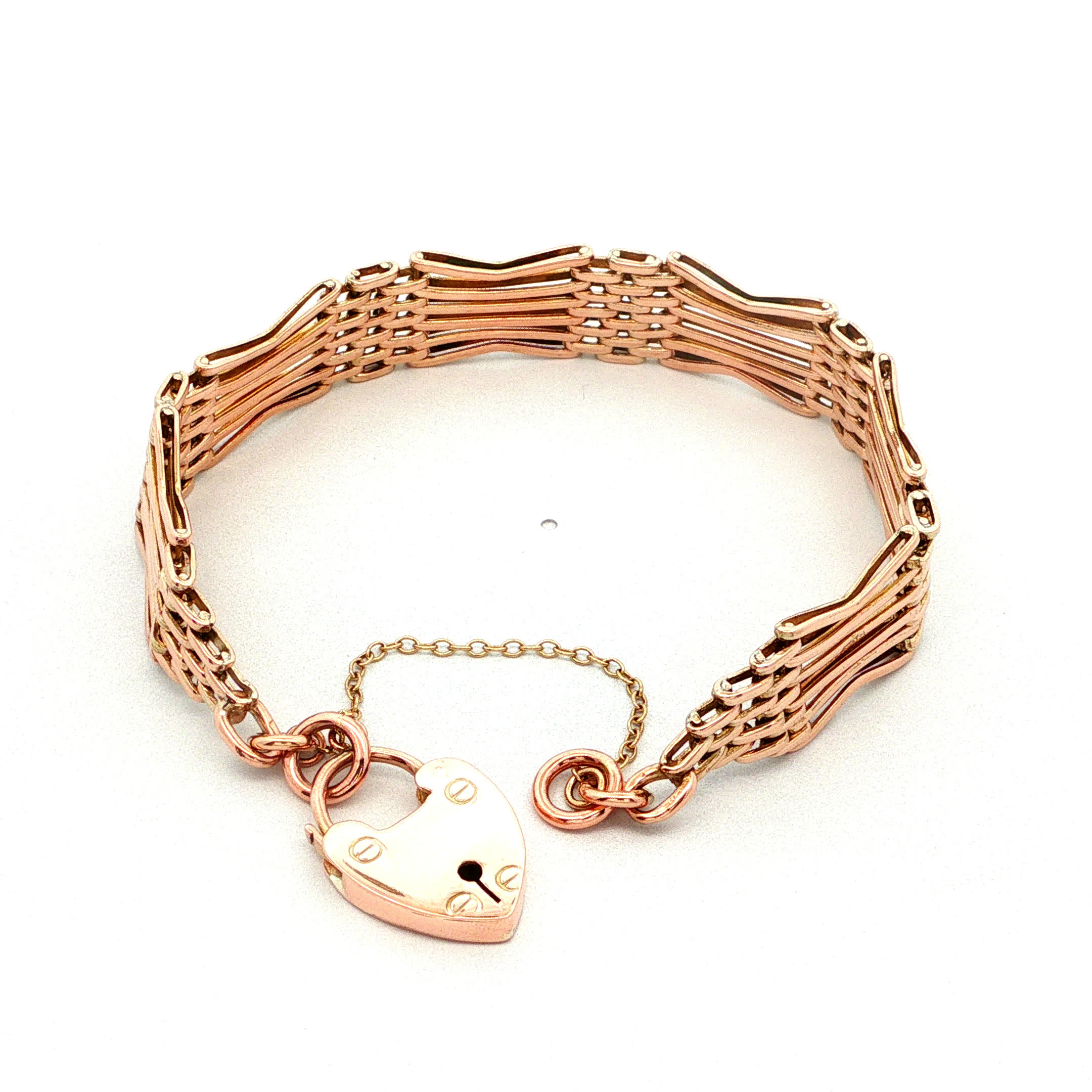 "Heart padlock bracelet" - Antikes Armband aus 9ct Gold aus 9 Karat leichtes Roségold - Juwelier Steiger