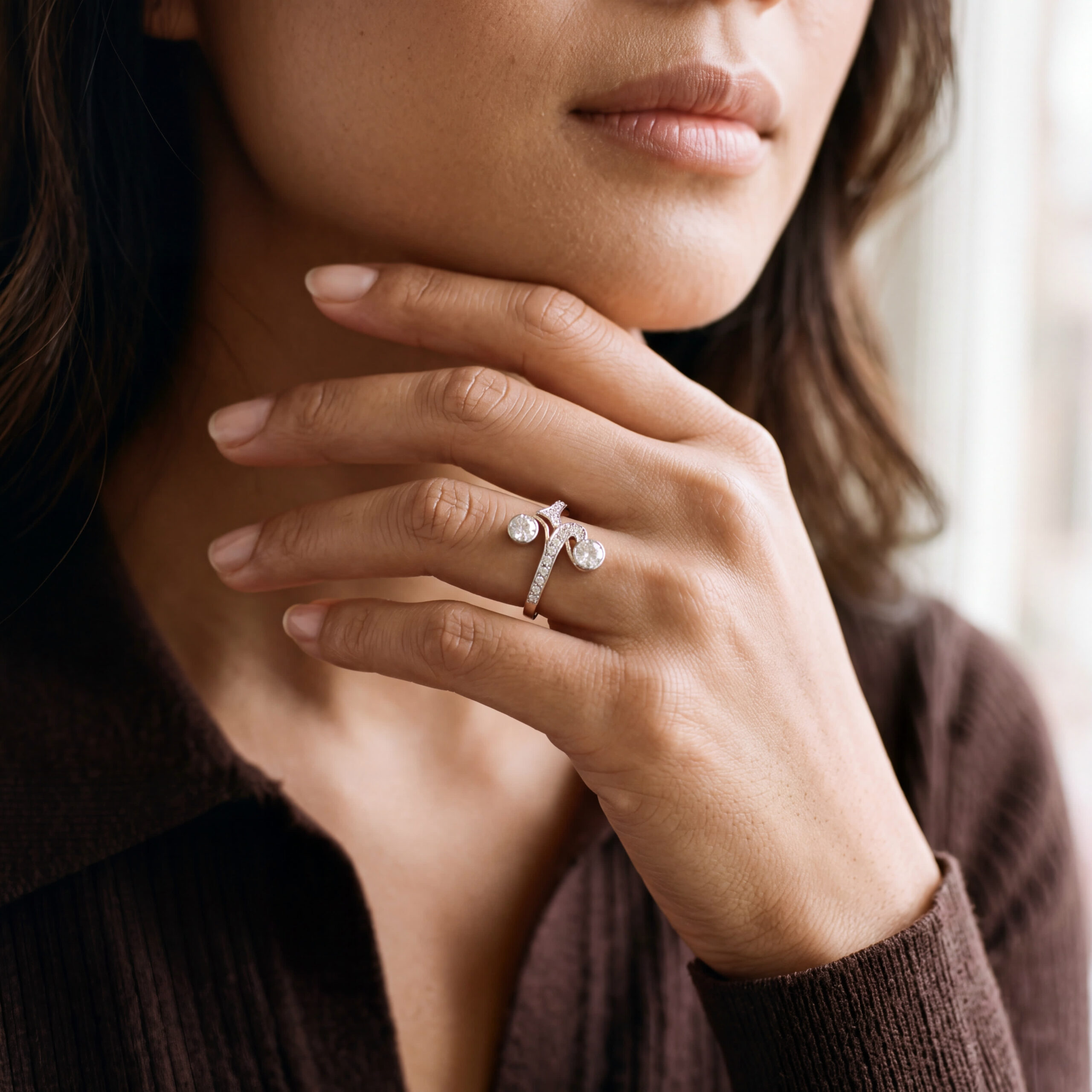 "Im Tanz" - Antiker Toi et Moi Ring in 14kt Rosegold mit Diamanten im Altschliff - Juwelier Steiger