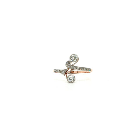 "Im Tanz" - Antiker Toi et Moi Ring in 14kt Rosegold mit Diamanten im Altschliff - Juwelier Steiger