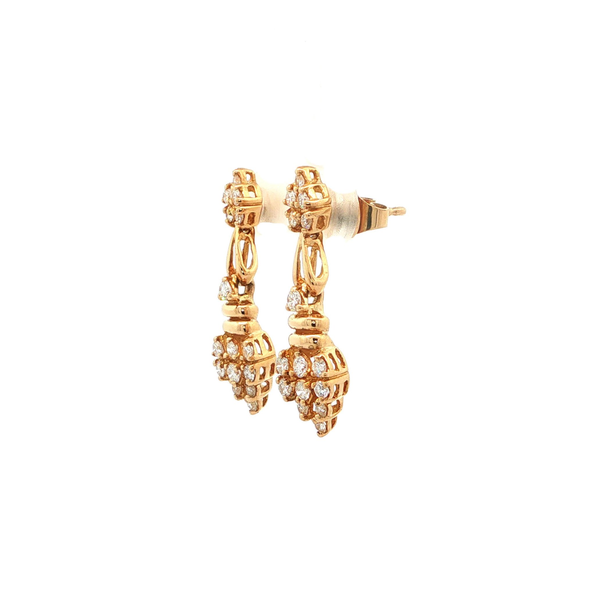 "Lilie Royal" - Vintage Ohrhänger mit Brillanten in 18 Karat Gelbgold