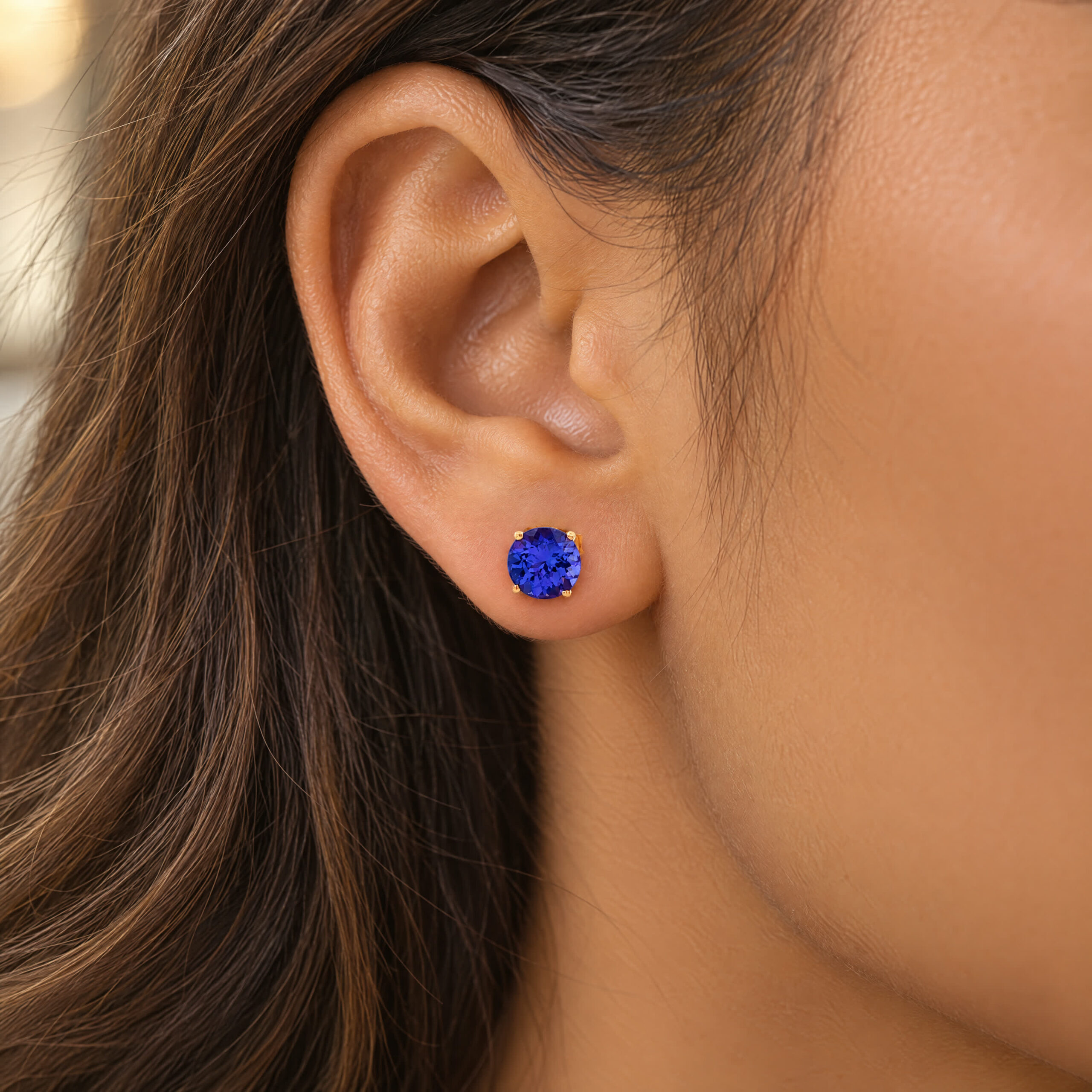 "Lost in Ocean" Vintage Ohrstecker in 18kt Gelbgold mit Tansanit - Juwelier Steiger