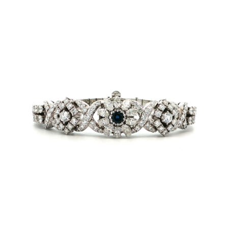 "Midnight Frost" . Vintage Diamantarmband mit Saphir in 18 Karat Weißgold aus 750er Weißgold - Juwelier Steiger