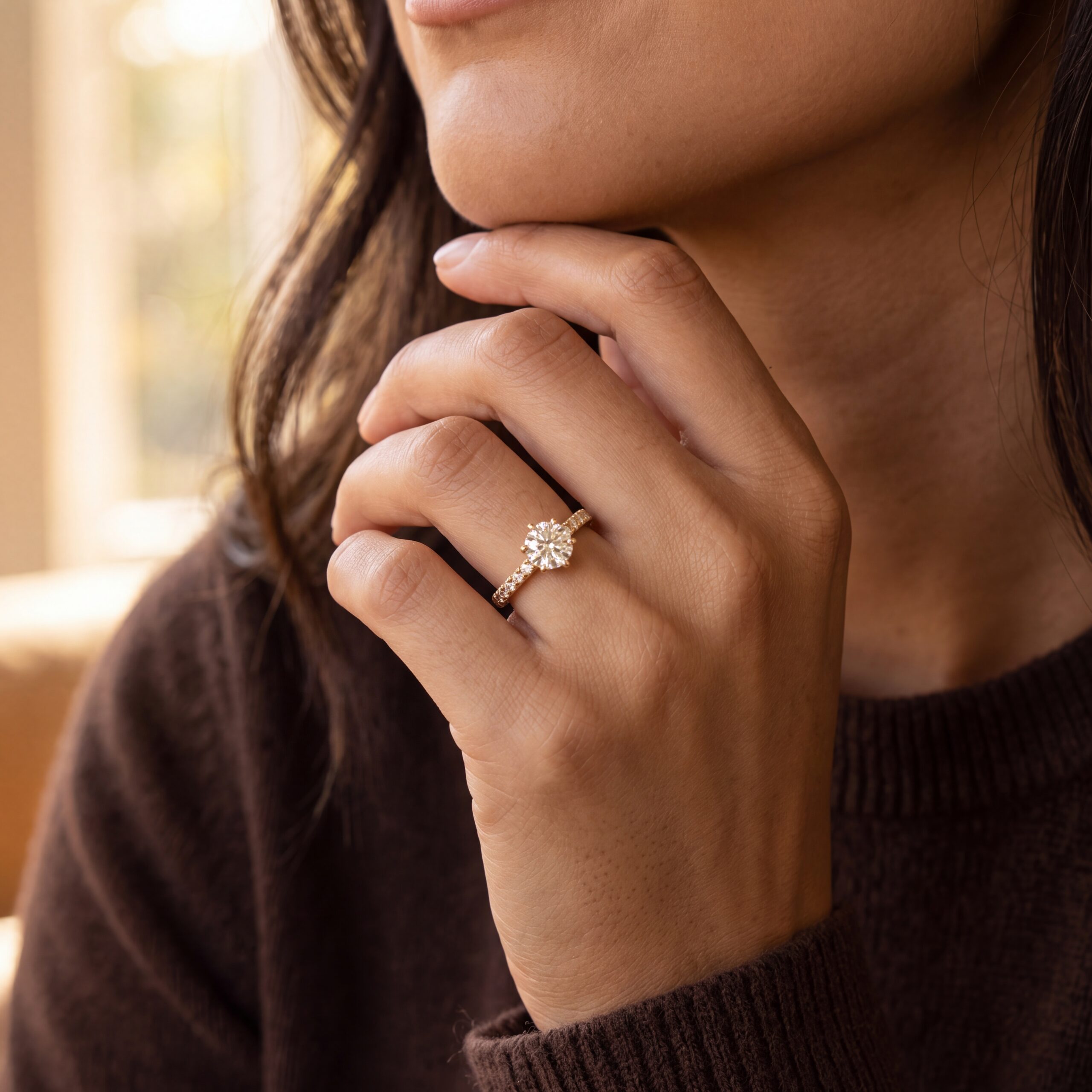 "Amour" - Moderner Solitär Ring 1,45ct. in 18kt Gelbgold