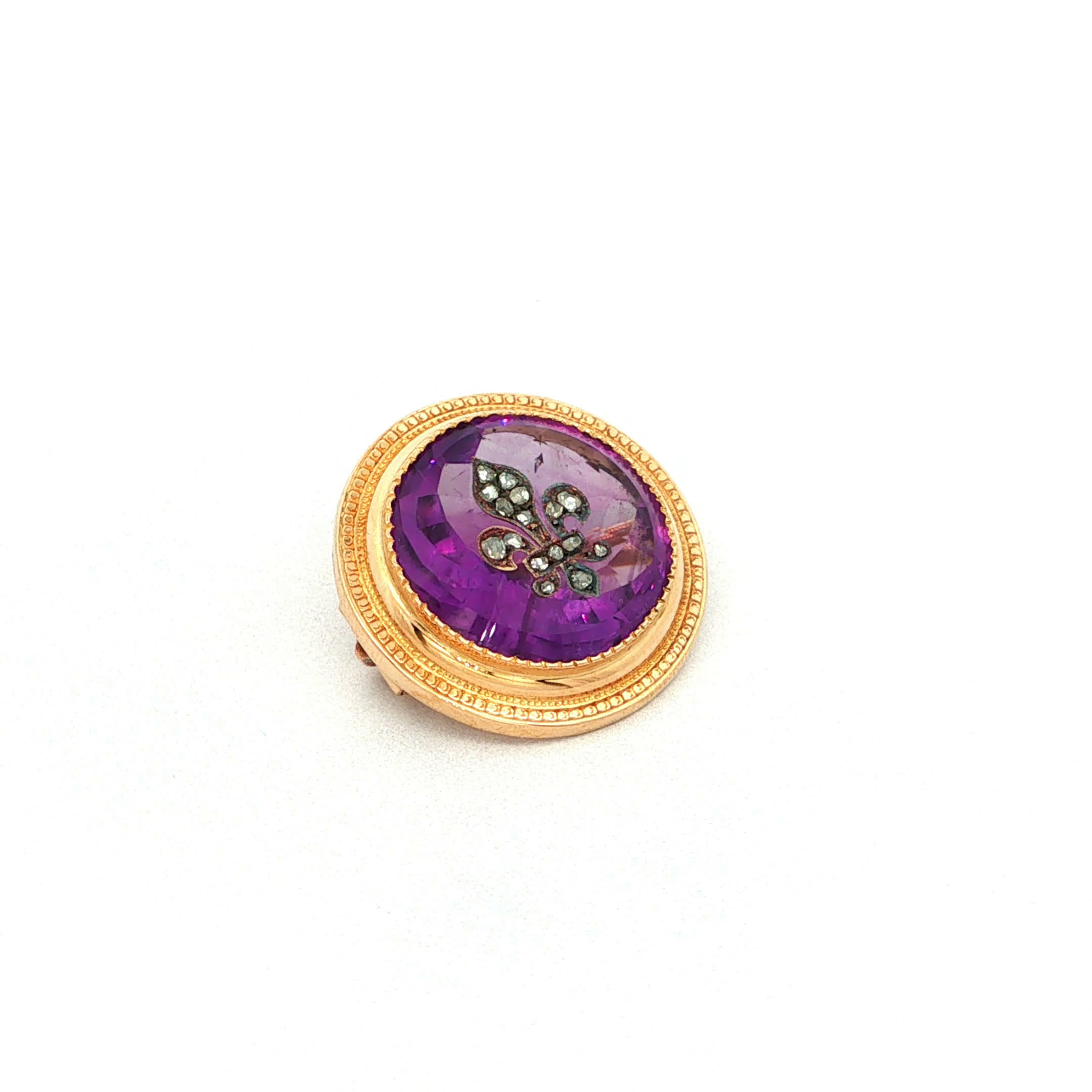 "Royal Lilac" - Antike Brosche mit Amethyst 18 Karat Gelbgold - Juwelier Steiger