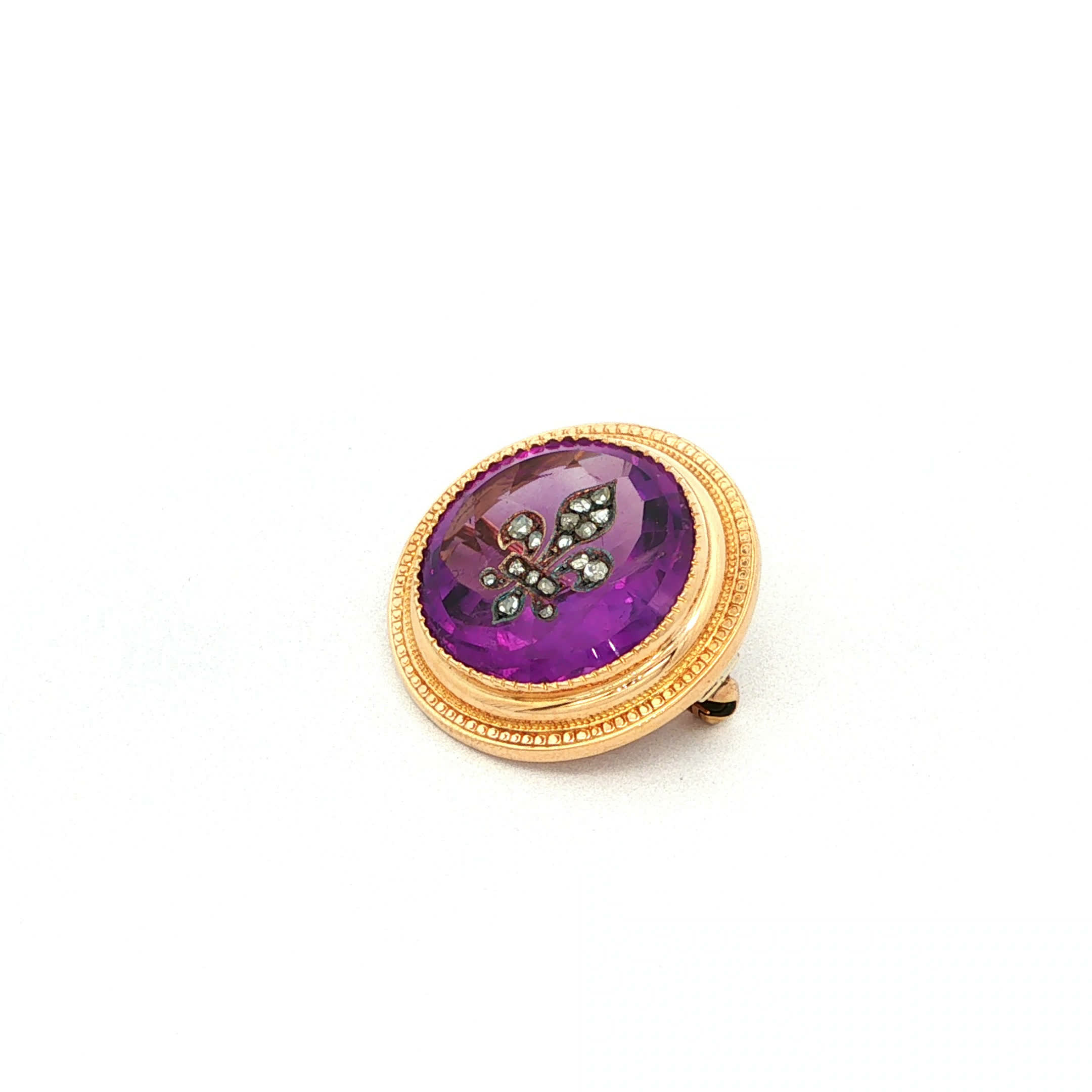 "Royal Lilac" - Antike Brosche mit Amethyst 18 Karat Gelbgold - Juwelier Steiger