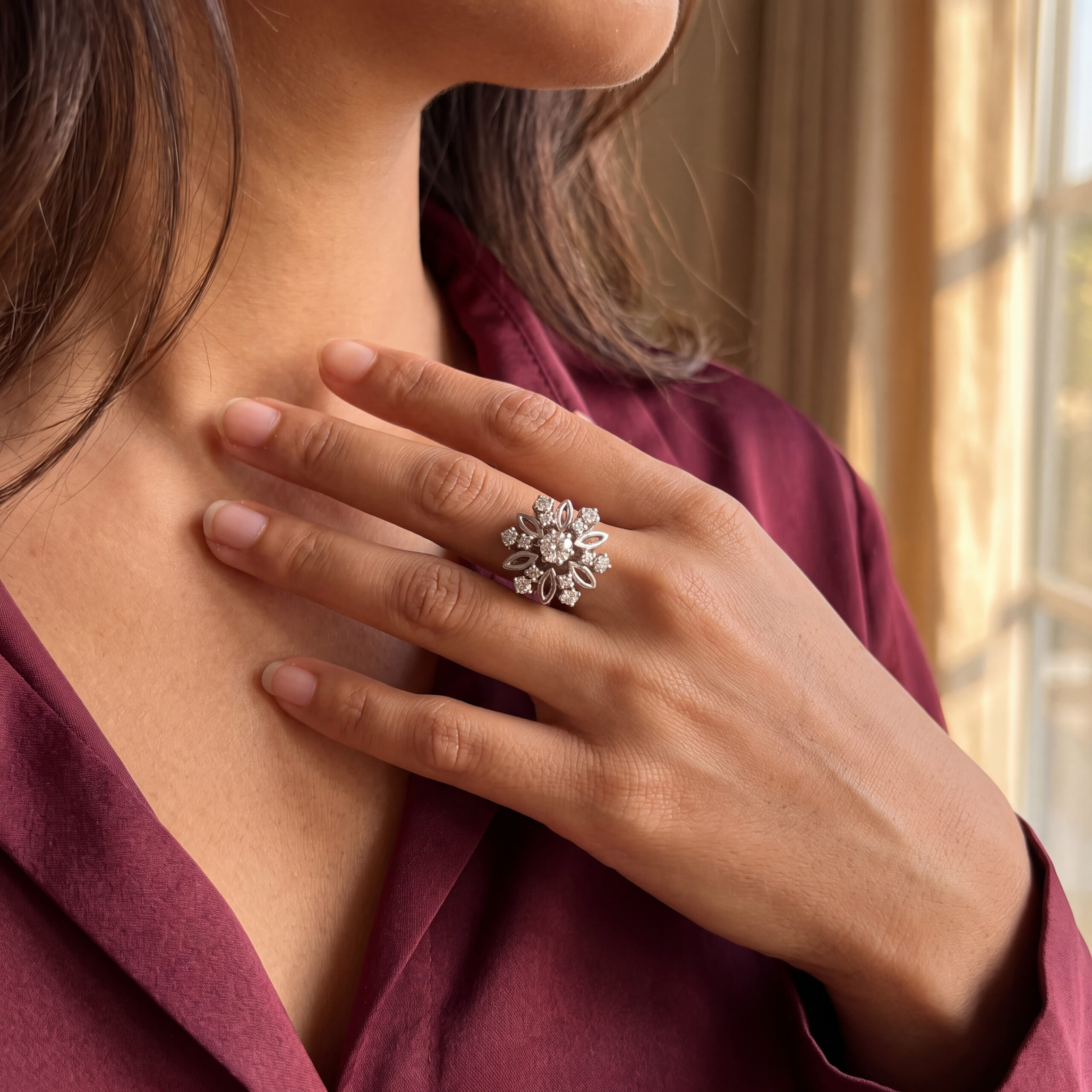 "Smaragd Triologie" - Vintage Ring in 14kt Weißgold mit Smaragden & Brillanten - Juwelier Steiger