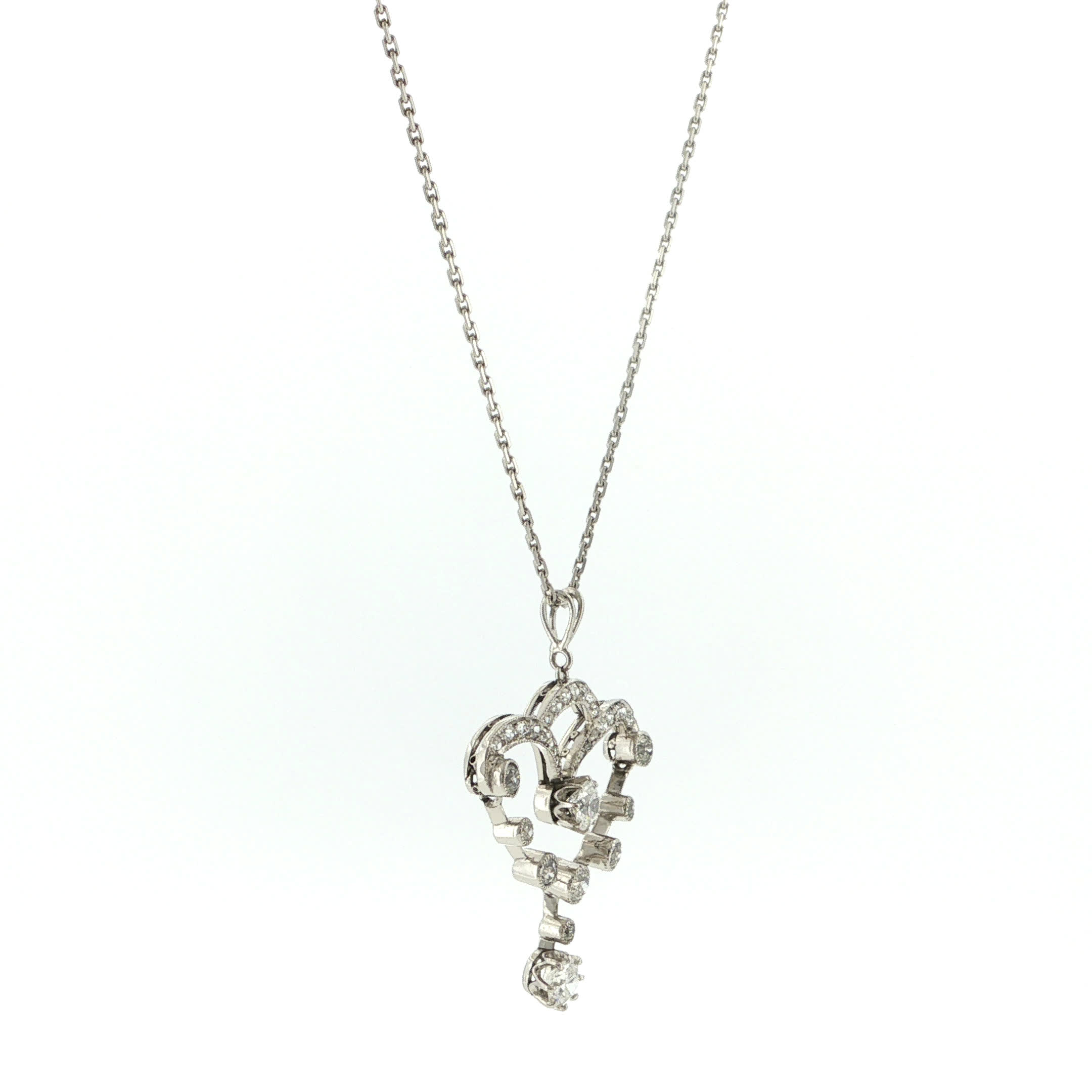 "Ètoile de Platine" - Antike Kette mit Platin Anhänger besetzt mit Diamanten - Juwelier Steiger