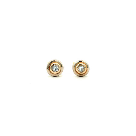 "White and Gold" - Vintage Ohrstecker in 14kt Gelbgold mit Brillanten