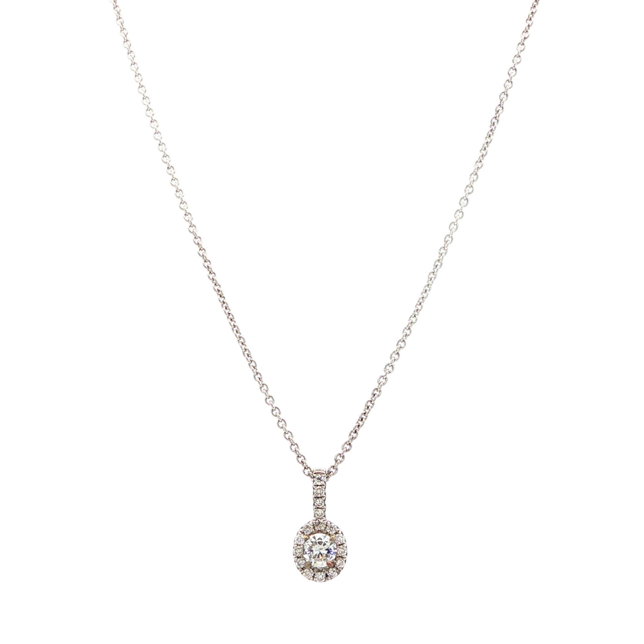 "White shine" - Moderne Solitaire Kette mit Anhänger in 18 Karat Weißgold 0,25 ct.